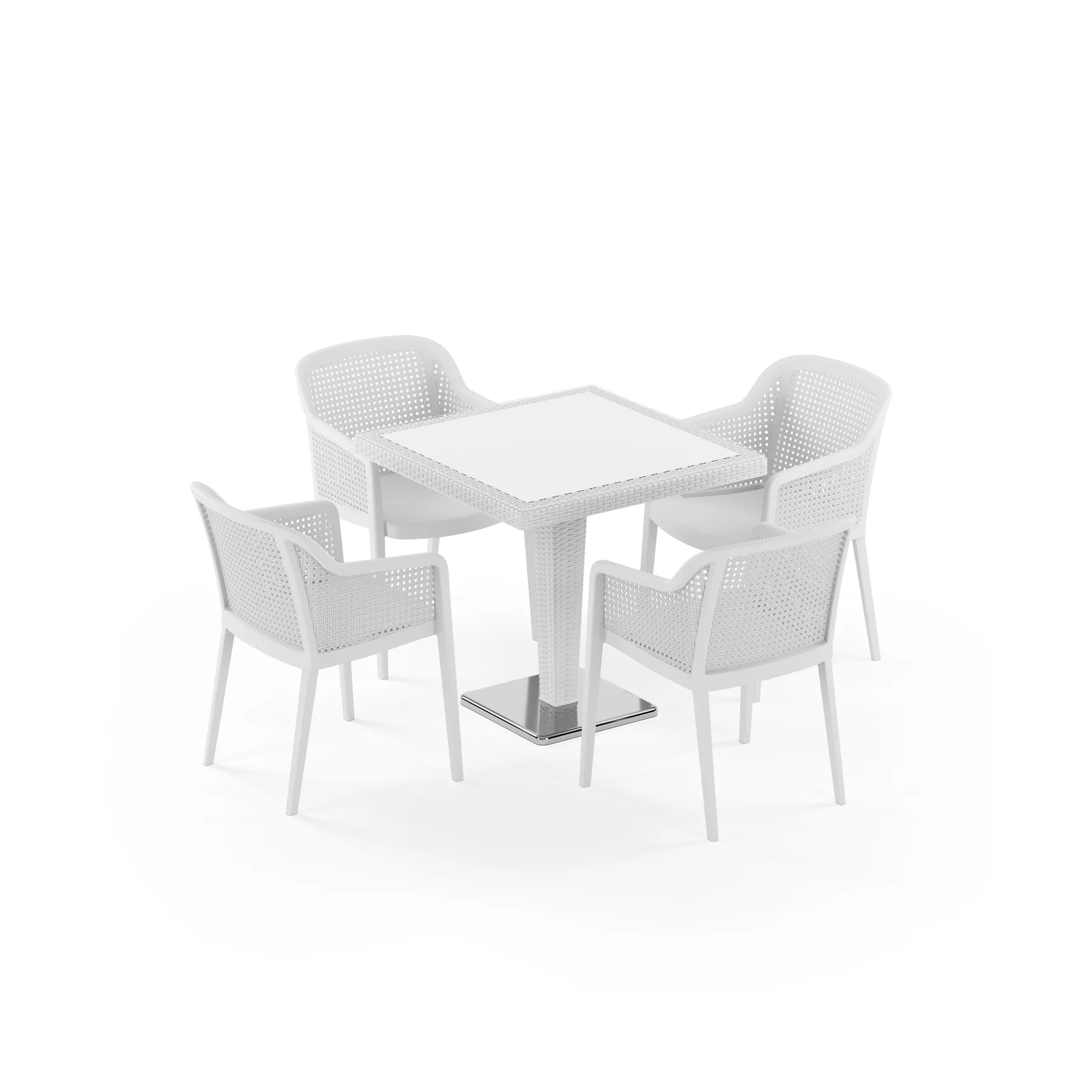 Antares Chrome Leg Glass 80X80 & Octa | 4 Person 2