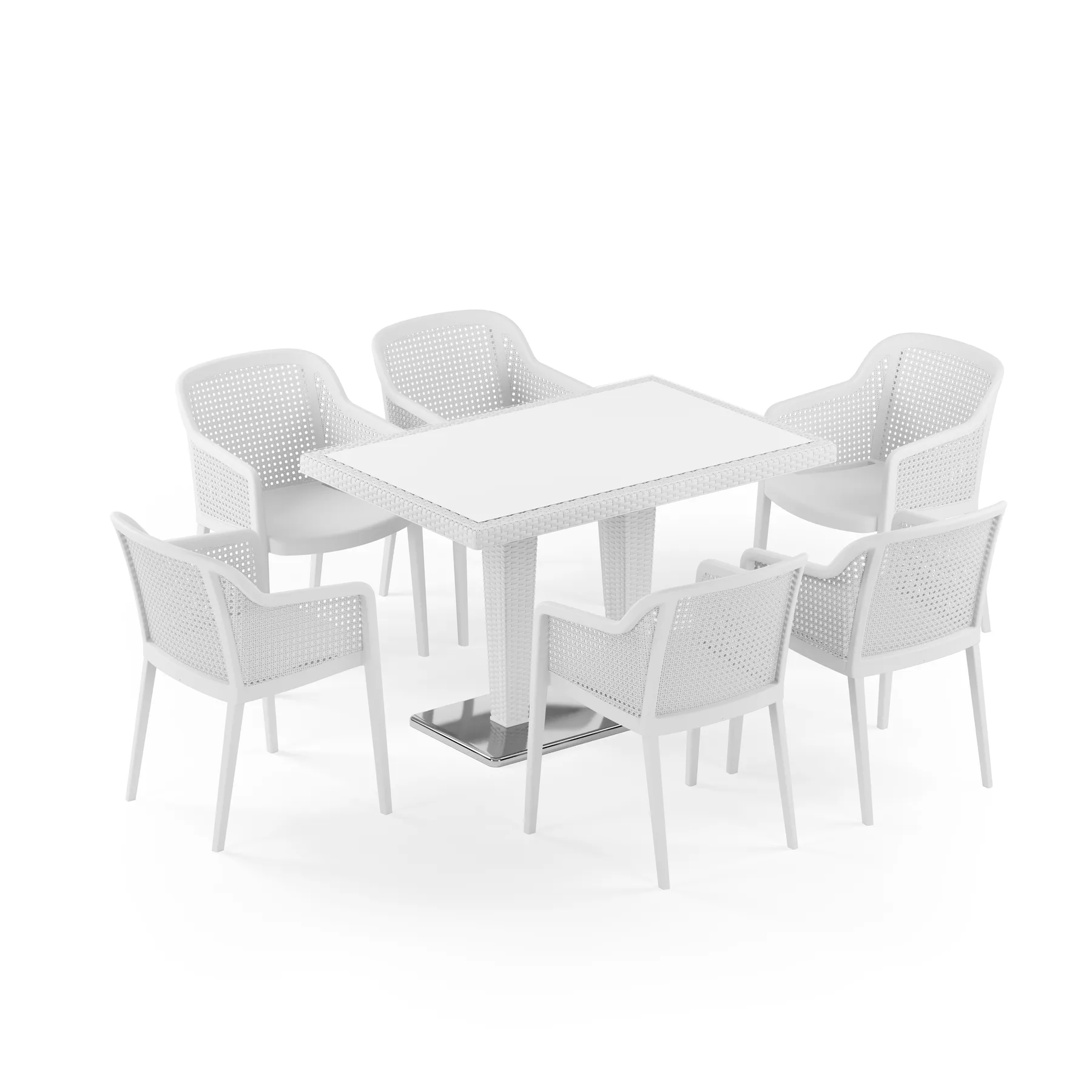 Antares Chrome Leg with Glass 80x120 & Octa | 6 Person 2