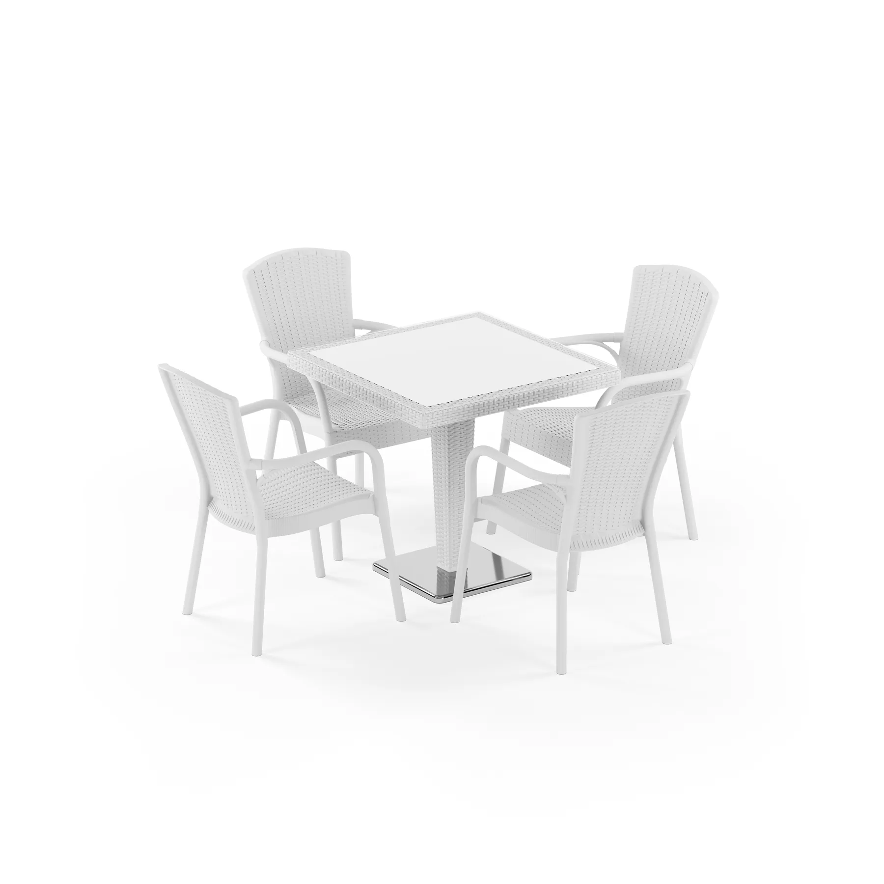 Antares Chrome Leg Glass 80x80 & Royal | 4 Person 2